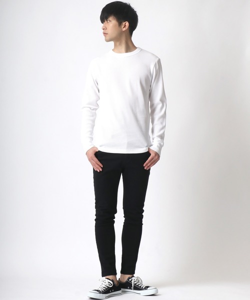 HANES（ヘインズ）の「Hanes/へインズ BEEFY/ビーフィー サーマル クルーネック ロングスリーブTシャツ/パックT（Tシャツ/カットソー・メンズ・ブラック/ホワイト/ネイビー/グレー・M/L/XL/S）」の20枚目の写真