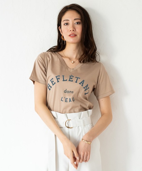 LOUNGEDRESS(ラウンジドレス)の「プリントTシャツ(Tシャツ/カットソー・レディース・ブラック/オフホワイト/キャメル/カーキ・FREE)」の4枚目の写真