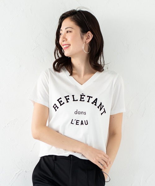 LOUNGEDRESS(ラウンジドレス)の「プリントTシャツ(Tシャツ/カットソー・レディース・ブラック/オフホワイト/キャメル/カーキ・FREE)」の2枚目の写真