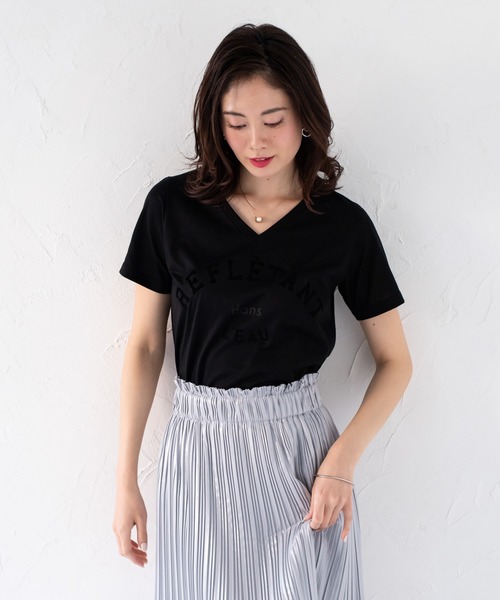 LOUNGEDRESS(ラウンジドレス)の「プリントTシャツ(Tシャツ/カットソー・レディース・ブラック/オフホワイト/キャメル/カーキ・FREE)」の1枚目の写真