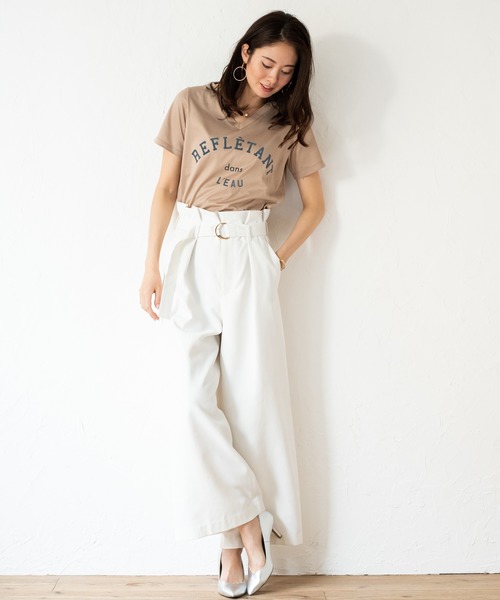 LOUNGEDRESS(ラウンジドレス)の「プリントTシャツ(Tシャツ/カットソー・レディース・ブラック/オフホワイト/キャメル/カーキ・FREE)」の8枚目の写真