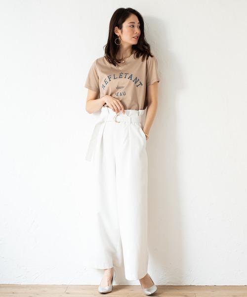 LOUNGEDRESS(ラウンジドレス)の「プリントTシャツ(Tシャツ/カットソー・レディース・ブラック/オフホワイト/キャメル/カーキ・FREE)」の9枚目の写真