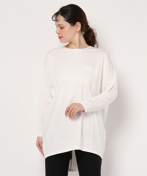 AMERICAN HOLIC（アメリカンホリック）の「ポケット付きカットチュニック＊（Tシャツ/カットソー・レディース・グレイッシュベージュ/オフホワイト/ベージュ/ブラック・FREE）」の7枚目の写真