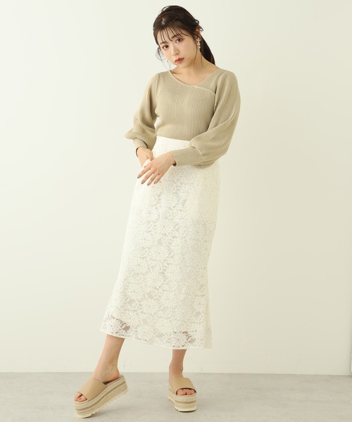 one after another NICE CLAUP(ワンアフターアナザーナイスクラップ)の「花柄マーメードスカート(スカート・レディース・オフホワイト/グリーン/グリーン系その他/パープル系その他・FREE)」の7枚目の写真