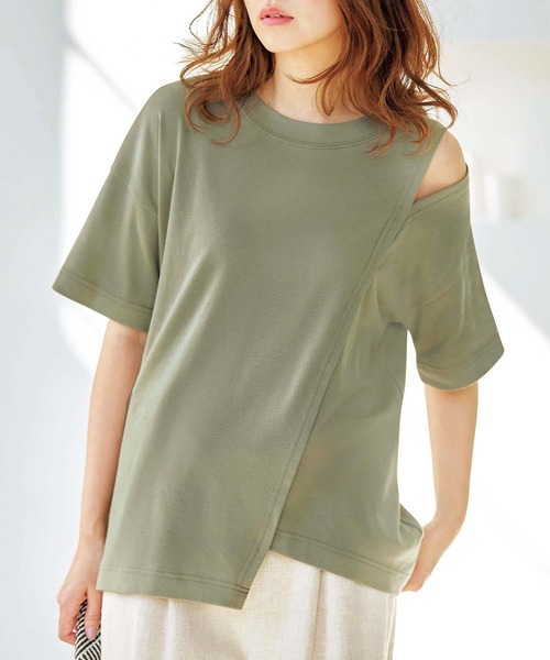GeeRA(ジーラ)の「ショルダースリットTシャツ(Tシャツ/カットソー・レディース・ホワイト/カーキ/ブラック/マスタード/モカ・MEDIUM/LARGE/X-LARGE/XX-LARGE/SMALL)」の4枚目の写真