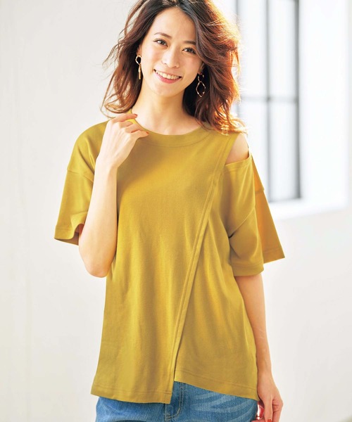 GeeRA(ジーラ)の「ショルダースリットTシャツ(Tシャツ/カットソー・レディース・ホワイト/カーキ/ブラック/マスタード/モカ・MEDIUM/LARGE/X-LARGE/XX-LARGE/SMALL)」の5枚目の写真
