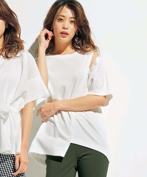 GeeRA(ジーラ)の「ショルダースリットTシャツ(Tシャツ/カットソー・レディース・ホワイト/カーキ/ブラック/マスタード/モカ・MEDIUM/LARGE/X-LARGE/XX-LARGE/SMALL)」の12枚目の写真
