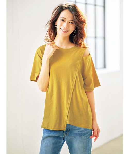 GeeRA(ジーラ)の「ショルダースリットTシャツ(Tシャツ/カットソー・レディース・ホワイト/カーキ/ブラック/マスタード/モカ・MEDIUM/LARGE/X-LARGE/XX-LARGE/SMALL)」の17枚目の写真