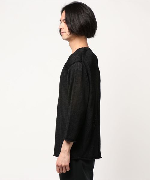 ADAM ET ROPE'(アダムエロペ)の「【山形ニット】和紙レーヨン 8分袖ニット(ニット/セーター・メンズ・ダークブラウン/スミクロ・M/L)」の4枚目の写真