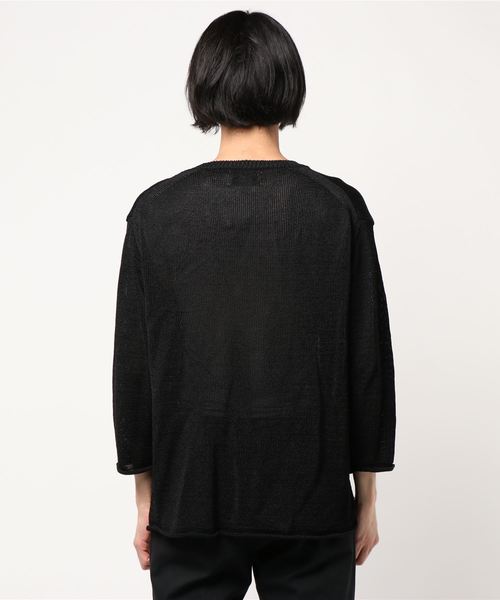 ADAM ET ROPE'(アダムエロペ)の「【山形ニット】和紙レーヨン 8分袖ニット(ニット/セーター・メンズ・ダークブラウン/スミクロ・M/L)」の3枚目の写真