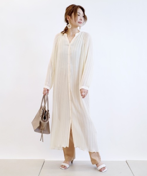 DouDou（ドゥドゥ）の「プリーツワンピース（ワンピース・レディース・ベージュ/オフホワイト/カーキ・FREE）」の15枚目の写真