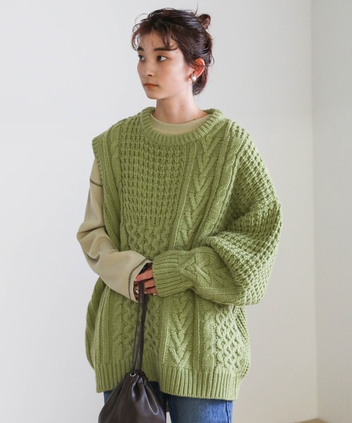 ワンショルダーケーブル編みニット（ニット/セーター）｜select MOCA