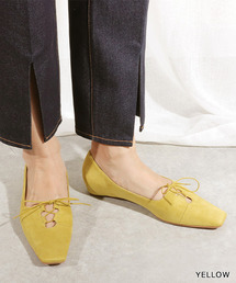 RANDA | レースアップスクエアトゥフラットパンプス(パンプス)