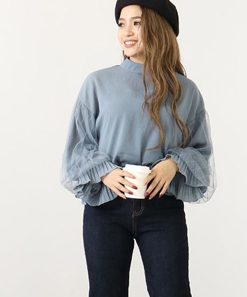セール 袖ボリュームチュール切り替えトップス Tシャツ カットソー Chille チル のファッション通販 Zozotown