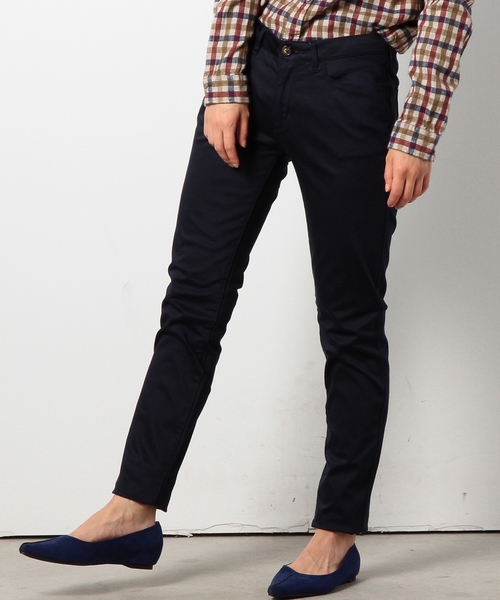 coen（コーエン）の「サテンストレッチパンツ（その他パンツ・レディース・ネイビー/ベージュ/オリーブ・SMALL/LARGE/MEDIUM）」の3枚目の写真