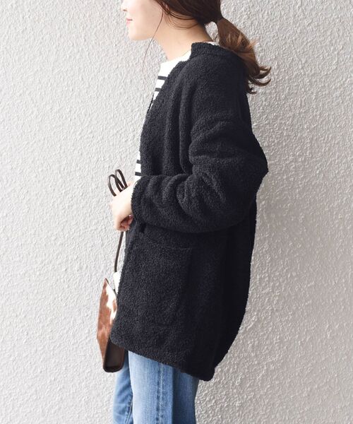 SHIPS Days(シップスデイズ)の「SHIPS Days:ニットミドルカーディガン◇(カーディガン/ボレロ・レディース・ブラック/ブラウン・ONE SIZE)」の4枚目の写真