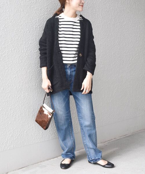 SHIPS Days(シップスデイズ)の「SHIPS Days:ニットミドルカーディガン◇(カーディガン/ボレロ・レディース・ブラック/ブラウン・ONE SIZE)」の8枚目の写真