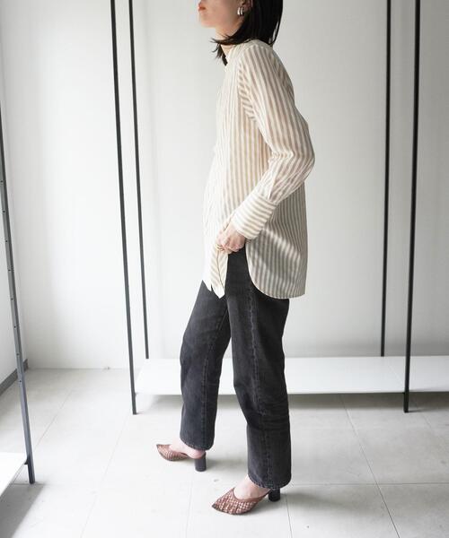 EMMEL REFINES（エメルリファインズ）の「【EMMEL REFINES】EM HW ストライプ ビブディティール シャツ（シャツ/ブラウス・レディース・ライム/ベージュ・FREE）」の17枚目の写真