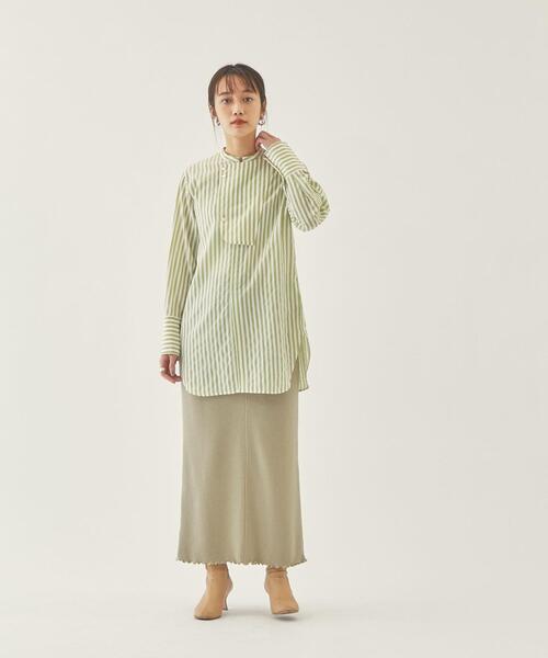 EMMEL REFINES（エメルリファインズ）の「【EMMEL REFINES】EM HW ストライプ ビブディティール シャツ（シャツ/ブラウス・レディース・ライム/ベージュ・FREE）」の19枚目の写真