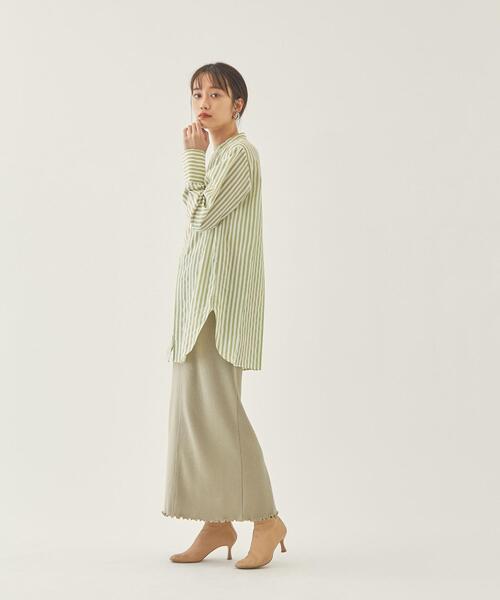 EMMEL REFINES（エメルリファインズ）の「【EMMEL REFINES】EM HW ストライプ ビブディティール シャツ（シャツ/ブラウス・レディース・ライム/ベージュ・FREE）」の20枚目の写真