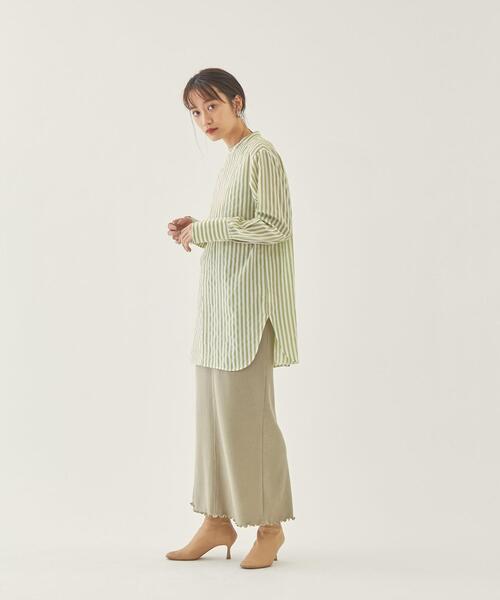 EMMEL REFINES（エメルリファインズ）の「【EMMEL REFINES】EM HW ストライプ ビブディティール シャツ（シャツ/ブラウス・レディース・ライム/ベージュ・FREE）」の21枚目の写真