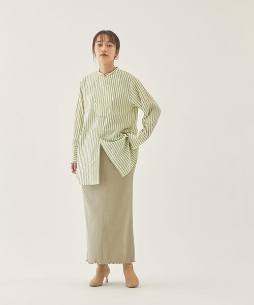 EMMEL REFINES（エメルリファインズ）の「【EMMEL REFINES】EM HW ストライプ ビブディティール シャツ（シャツ/ブラウス・レディース・ライム/ベージュ・FREE）」の12枚目の写真