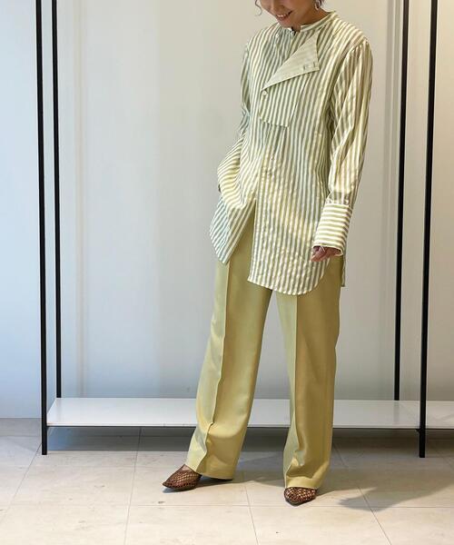 EMMEL REFINES（エメルリファインズ）の「【EMMEL REFINES】EM HW ストライプ ビブディティール シャツ（シャツ/ブラウス・レディース・ライム/ベージュ・FREE）」の7枚目の写真