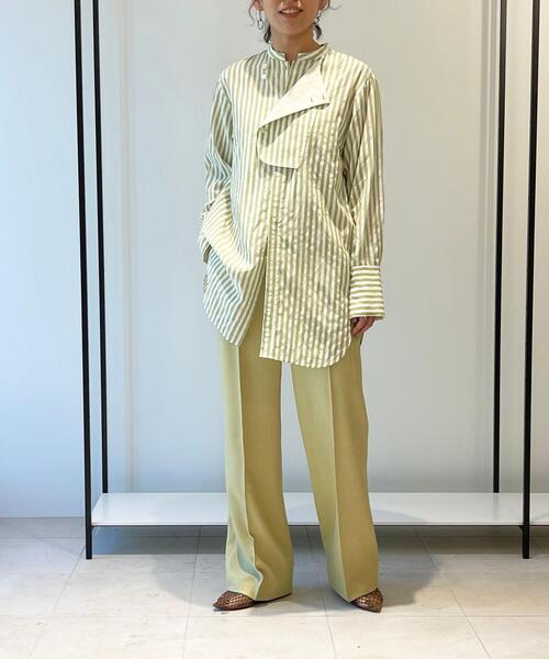 EMMEL REFINES（エメルリファインズ）の「【EMMEL REFINES】EM HW ストライプ ビブディティール シャツ（シャツ/ブラウス・レディース・ライム/ベージュ・FREE）」の8枚目の写真