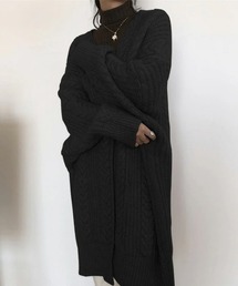 ケーブルニットロングカーディガン