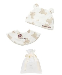 gelato pique（ジェラートピケ）の「【ギフト巾着入り】BABY ベアモチーフキャップ＆スタイSET（ベビーギフト・キッズ）」