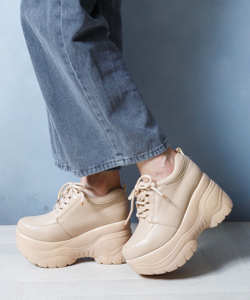 attagirl(アタガール)の「厚底ウェッジスニーカー(スニーカー・レディース・ホワイト/ブラック/ベージュ/パイソン・LL/S/M/L/3L/4L)」の3枚目の写真