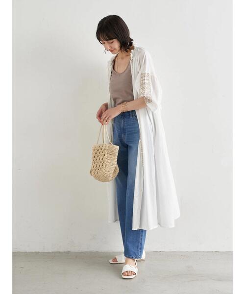 earth music&ecology(アースミュージックアンドエコロジー)の「クロスステッチワンピース *(ワンピース・レディース・ベージュ/オフホワイト/サックスブルー/モカ・FREE)」の20枚目の写真