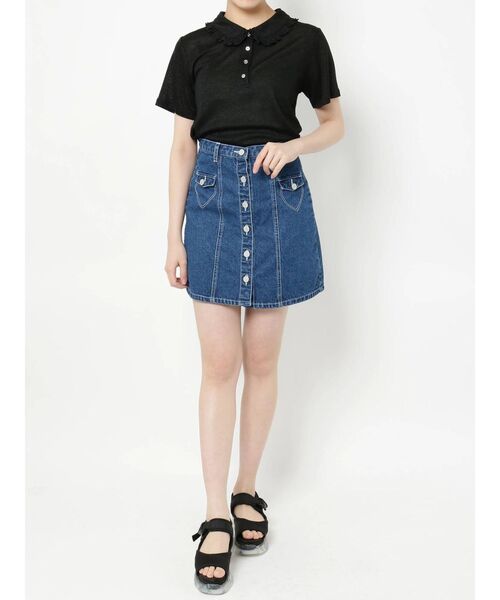 merry jenny（メリージェニー）の「ハートステッチデニムミニスカート（スカート・レディース・インディゴブルー/ブルー・FREE）」の12枚目の写真