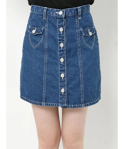 merry jenny（メリージェニー）の「ハートステッチデニムミニスカート（スカート・レディース・インディゴブルー/ブルー・FREE）」の14枚目の写真