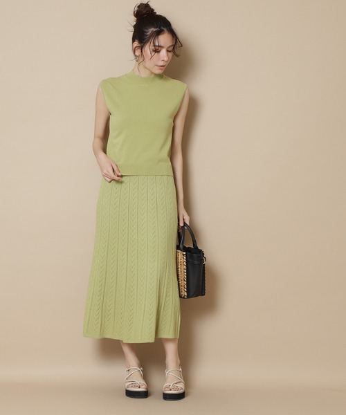 N.(N. Natural Beauty Basic)(エヌエヌナチュラルビューティーベーシック)の「◆透かし柄ニットセットアップ(ワンピース・レディース・ベージュ/イエロー/ブルーグレー・MEDIUM)」の10枚目の写真