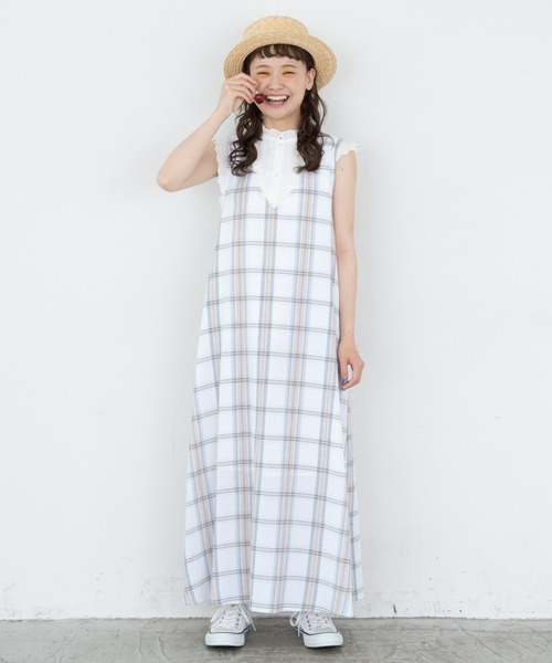 セール 淡色チェックジャンパースカート ワンピース Merlot メルロー のファッション通販 Zozotown