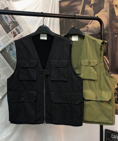 ACT（アクト）の「【ACT -fascination design-】ボタンポケットベスト フィッシングベスト（ベスト・メンズ・ブラック/カーキ・M/L/XL）」の4枚目の写真