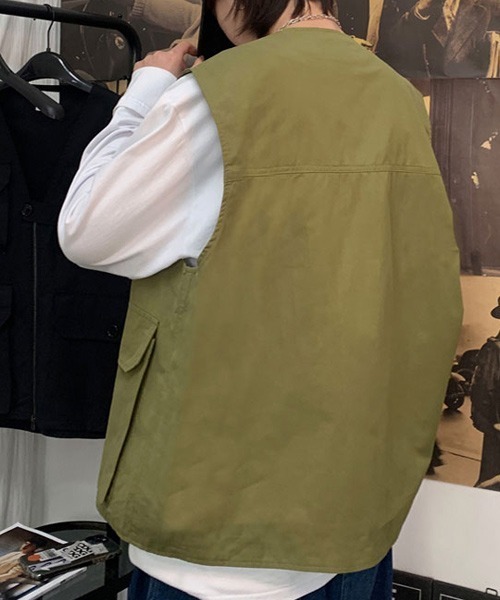 ACT（アクト）の「【ACT -fascination design-】ボタンポケットベスト フィッシングベスト（ベスト・メンズ・ブラック/カーキ・M/L/XL）」の8枚目の写真