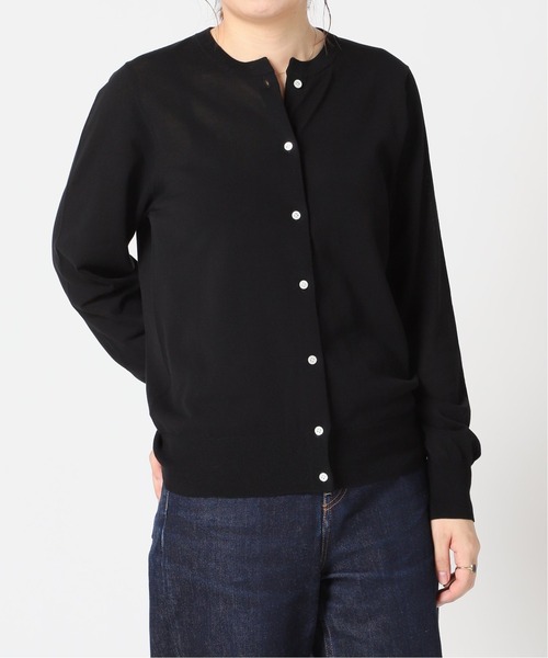 IENA LA BOUCLE◆カーディガン(薄手)/2/ナイロン/BLK/総柄/22-080-300-1005-4-0 セール】IENA LA BOUCLE ローゲージショート カーディガン