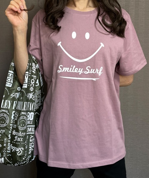 GGD(ジージーディー)の「エコバック付きSMILEYFACEスマイル半袖Tシャツ(Tシャツ/カットソー・メンズ・ホワイト系その他2/グレー/ブラック系その他2/ブラック/ホワイト/ピンク/イエロー/ネイビー系1・L/M/LL)」の8枚目の写真
