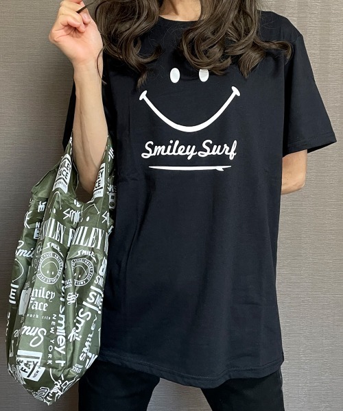 GGD(ジージーディー)の「エコバック付きSMILEYFACEスマイル半袖Tシャツ(Tシャツ/カットソー・メンズ・ホワイト系その他2/グレー/ブラック系その他2/ブラック/ホワイト/ピンク/イエロー/ネイビー系1・L/M/LL)」の4枚目の写真