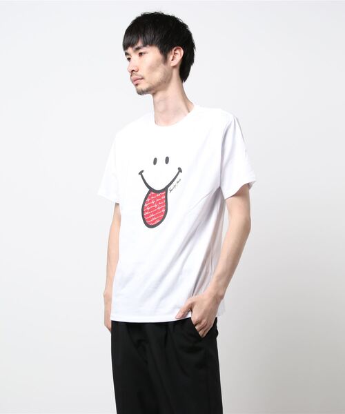GGD(ジージーディー)の「エコバック付きSMILEYFACEスマイル半袖Tシャツ(Tシャツ/カットソー・メンズ・ホワイト系その他2/グレー/ブラック系その他2/ブラック/ホワイト/ピンク/イエロー/ネイビー系1・L/M/LL)」の21枚目の写真