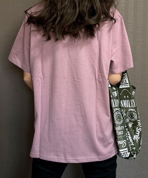 GGD(ジージーディー)の「エコバック付きSMILEYFACEスマイル半袖Tシャツ(Tシャツ/カットソー・メンズ・ホワイト系その他2/グレー/ブラック系その他2/ブラック/ホワイト/ピンク/イエロー/ネイビー系1・L/M/LL)」の10枚目の写真
