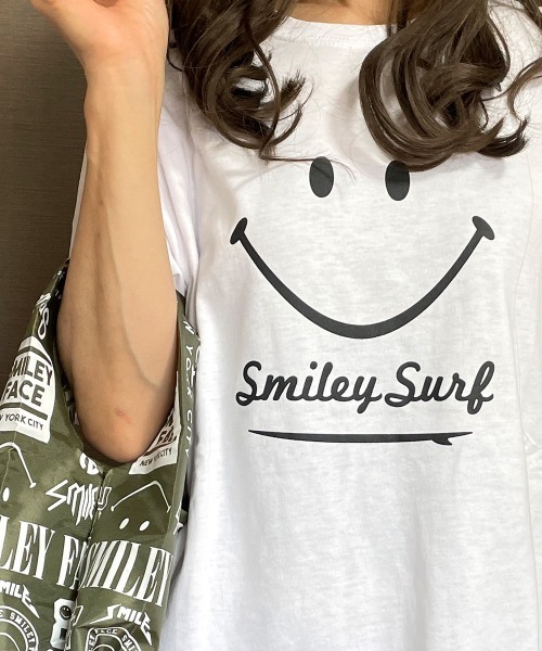 GGD(ジージーディー)の「エコバック付きSMILEYFACEスマイル半袖Tシャツ(Tシャツ/カットソー・メンズ・ホワイト系その他2/グレー/ブラック系その他2/ブラック/ホワイト/ピンク/イエロー/ネイビー系1・L/M/LL)」の12枚目の写真
