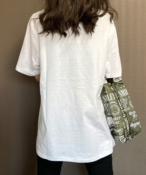 GGD(ジージーディー)の「エコバック付きSMILEYFACEスマイル半袖Tシャツ(Tシャツ/カットソー・メンズ・ホワイト系その他2/グレー/ブラック系その他2/ブラック/ホワイト/ピンク/イエロー/ネイビー系1・L/M/LL)」の19枚目の写真