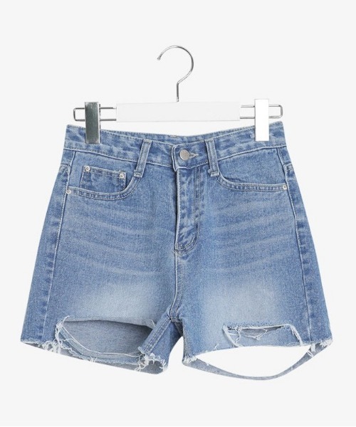 SONA(ソナ)の「SONYUNARA デイリーダメージデニムショートパンツ(デニムパンツ・レディース・ブルー・SMALL/MEDIUM)」の12枚目の写真
