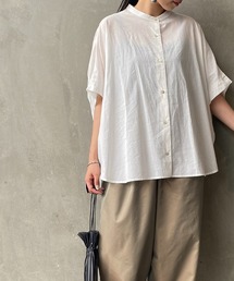 JF Ready Made | [Jf Ready Made/ジェイエフレディメイド] コットンローン ノーカラーバックギャザーオーバーシャツブラウス(シャツ/ブラウス)