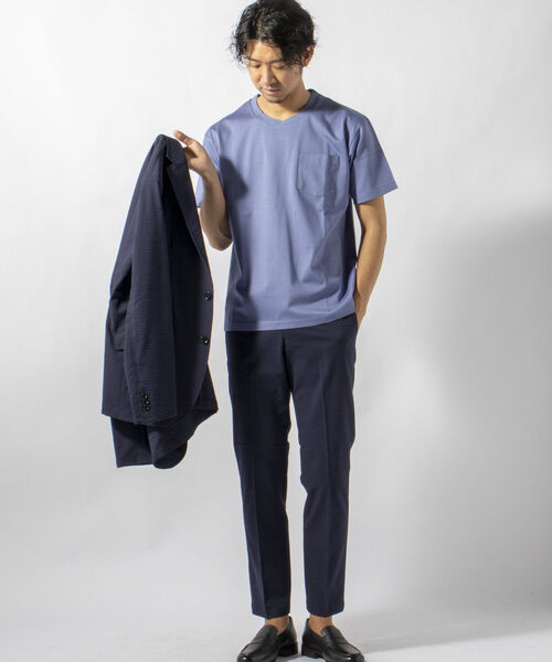 NOLLEY'S goodman（ノーリーズグッドマン）の「クロスネック 変形Vネック Ｔシャツ（Tシャツ/カットソー・メンズ・ホワイト/ダークネイビー/ライトブルー・X-LARGE/MEDIUM/SMALL/LARGE）」の4枚目の写真