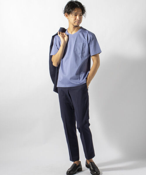 NOLLEY'S goodman（ノーリーズグッドマン）の「クロスネック 変形Vネック Ｔシャツ（Tシャツ/カットソー・メンズ・ホワイト/ダークネイビー/ライトブルー・X-LARGE/MEDIUM/SMALL/LARGE）」の5枚目の写真