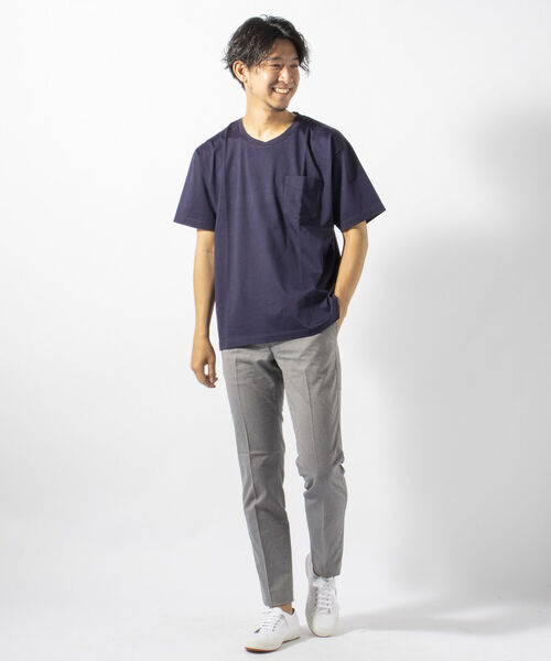 NOLLEY'S goodman（ノーリーズグッドマン）の「クロスネック 変形Vネック Ｔシャツ（Tシャツ/カットソー・メンズ・ホワイト/ダークネイビー/ライトブルー・X-LARGE/MEDIUM/SMALL/LARGE）」の7枚目の写真